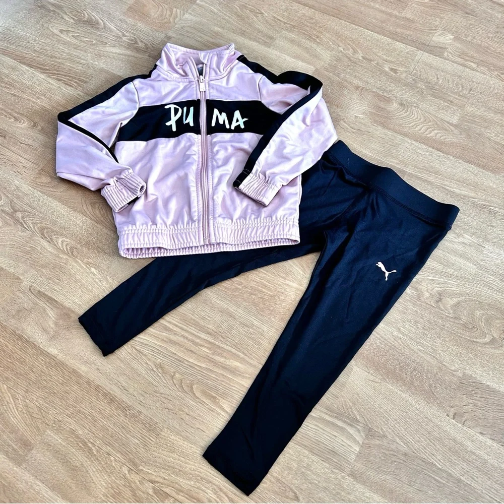 Puma adorable pink and black tracksuit for girls set - Picture 2 of 4